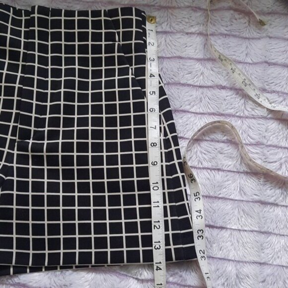 Zara Women Black White Check High Waisted Wide Leg Slit Pockets Shorts Size S - Picture 6 of 10